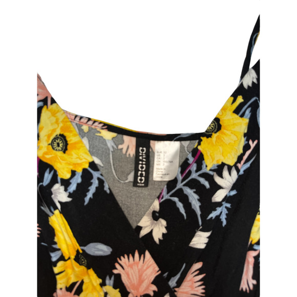 H & M Divided Floral Faux Wrap Maxi Dress Spaghetti Strap Black 2 - Picture 3 of 8